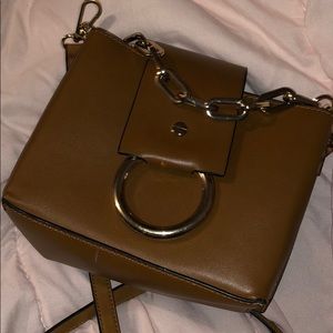 Brown and gold small shoulder bag
